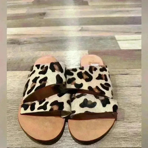 Anthropologie Womens Monica Leopard Hair Slide On Sandals Sz 36/5.5 - Picture 2 of 5